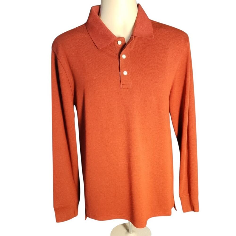 Goodfellow Co Rugby Polo Shirt Men Medium M Red Long Sleeve Cotton Pullover NWT